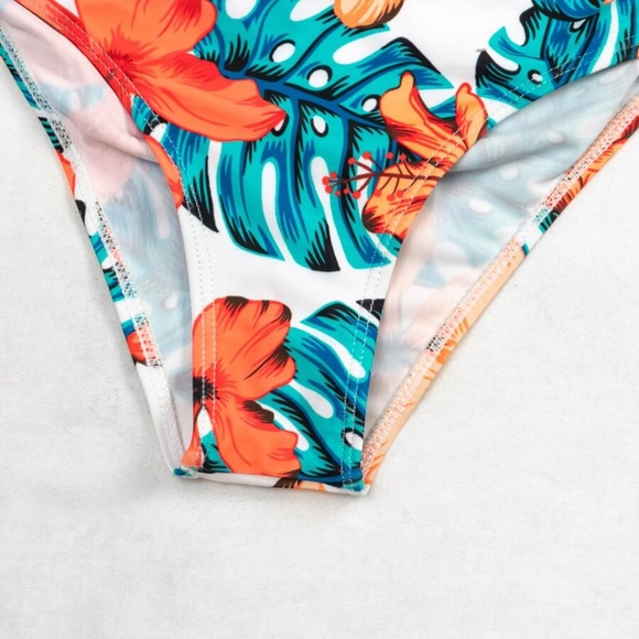 3 piece floral print leaves bikini kimono set - Picture 5 of 5